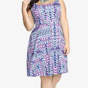 Torrid Ikat Print Scuba Skater Dress in a multi-colored pattern size 4